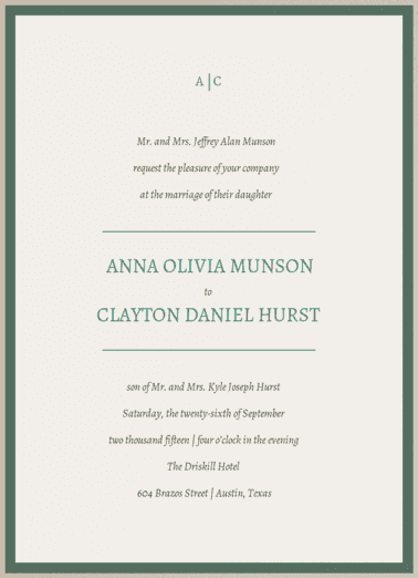 A Simple Monogram Wedding Invitation