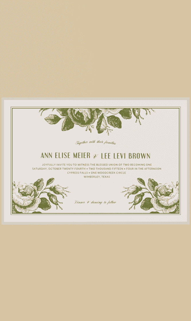 Etched Roses Wedding Invitation