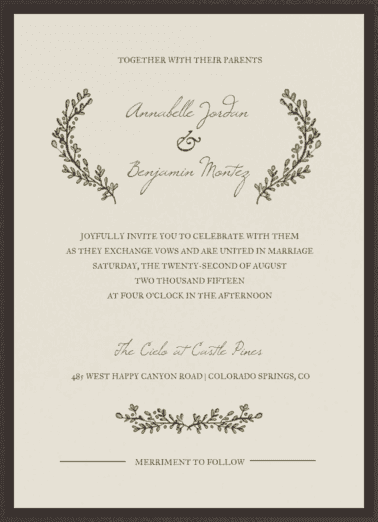 Sage Brush Wings Wedding Invitation