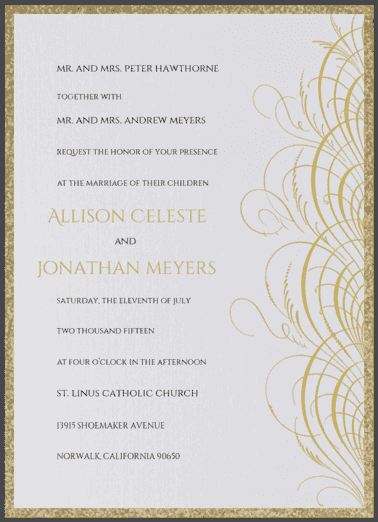 Noms De Plume Wedding Invitation