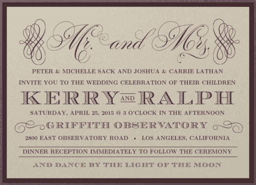 Mr. & Mrs. Glitz Wedding Invitation