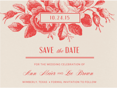 Etched Roses Save The Date Save the Date