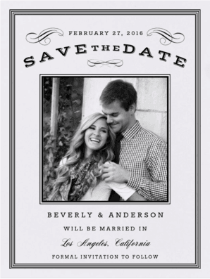 Scrolls & Stripes Save the Date Save the Date