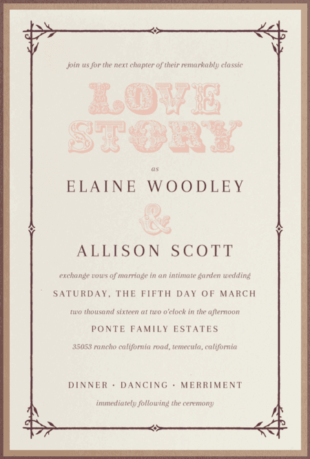 Love Story Wedding Invitation