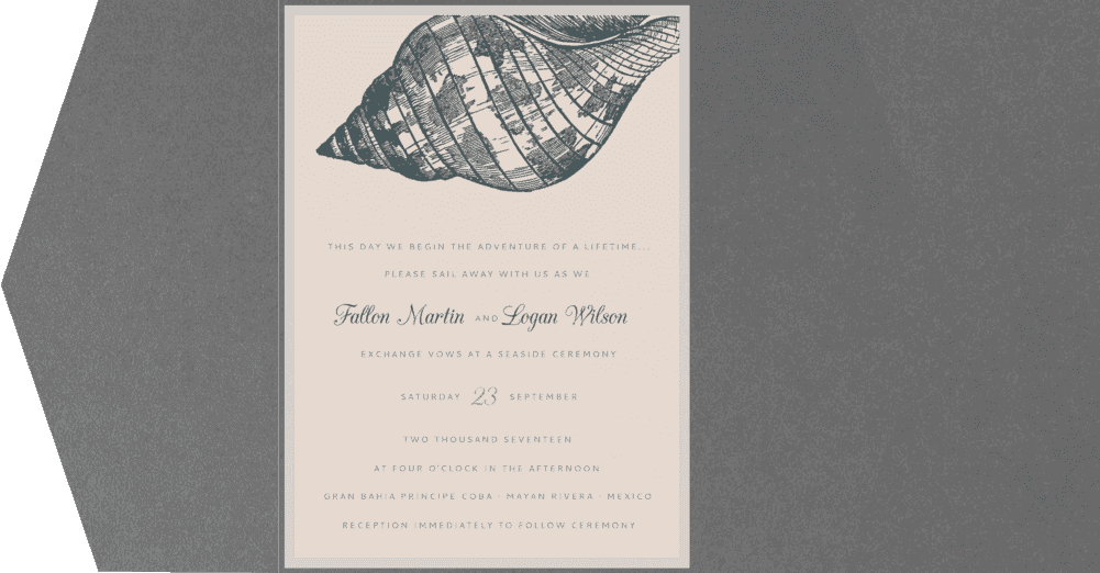 Etched Sea Shells Wedding Invitation