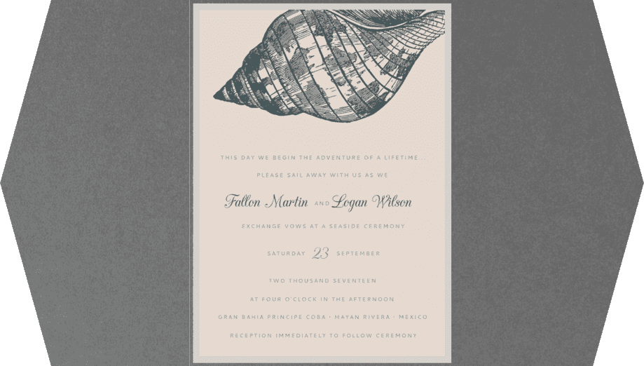 Etched Sea Shells Wedding Invitation