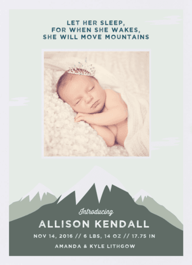 Moving Mountains Birth Announcement
