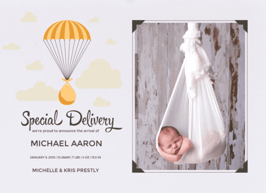 Special Delivery Birth Announcement