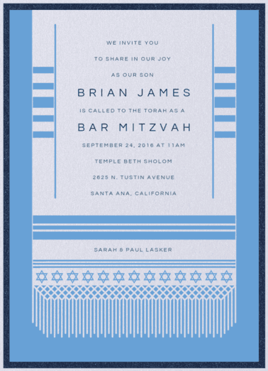 Tallit Joy Mitzvah Invitation