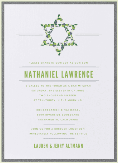 Star of Stained Glass Mitzvah Invitation