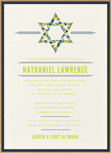 Star of Stained Glass Mitzvah Invitation