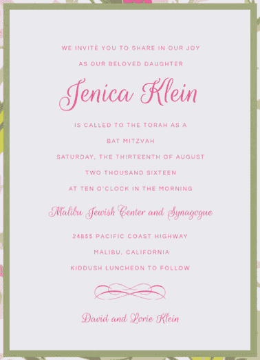 Young and Elegant Mitzvah Invitation