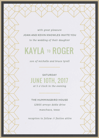 Geometric Trellis Wedding Invitation