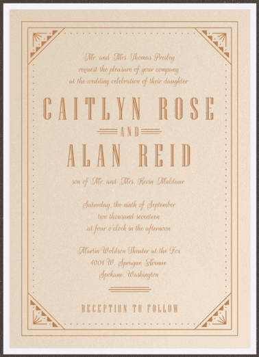 Roaring Ritz Wedding Invitation