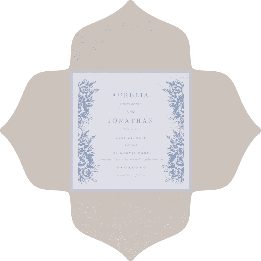 Woodcut Roses Wedding Invitation